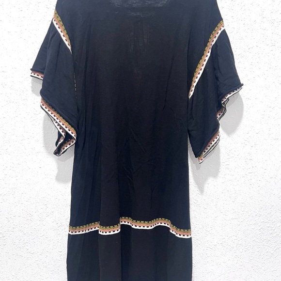 Zara Black Knit Dress with Multicolor Trim L - Picture 9 of 10